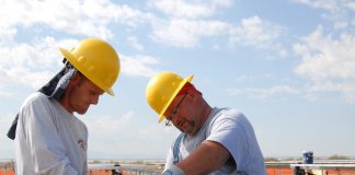 construction workers stock image