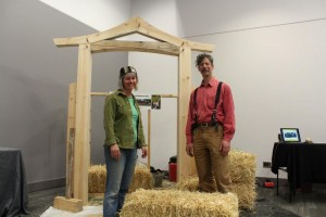 Live demo of straw-bale wall construction with Tina and Deni of Camel's Back Construction at Ottawa Convention Centre